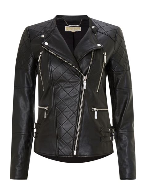 michael kors studded quilted leather bomber jacket|Michael Kors men's leather jacket.